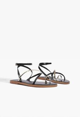NEW SCHUTZ women's valeria flat leather sandals in black